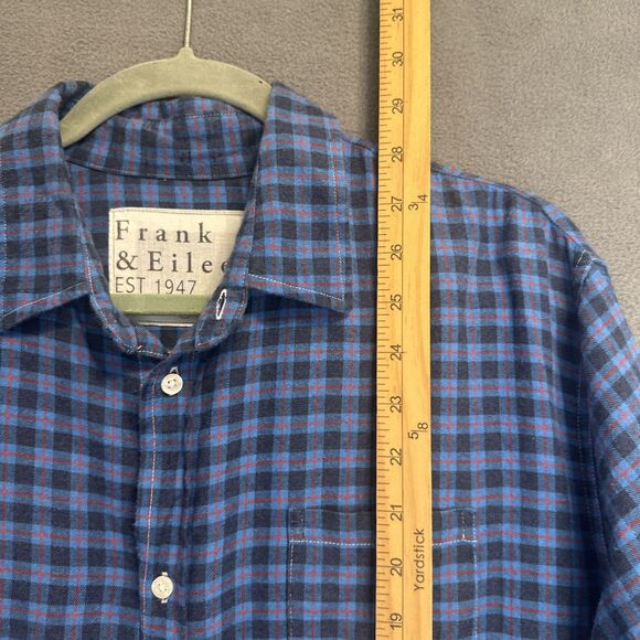 Frank & Eileen Luke Italian Flannel Button Up Shirt Size M Blue Plaid Cotton - Picture 5 of 9